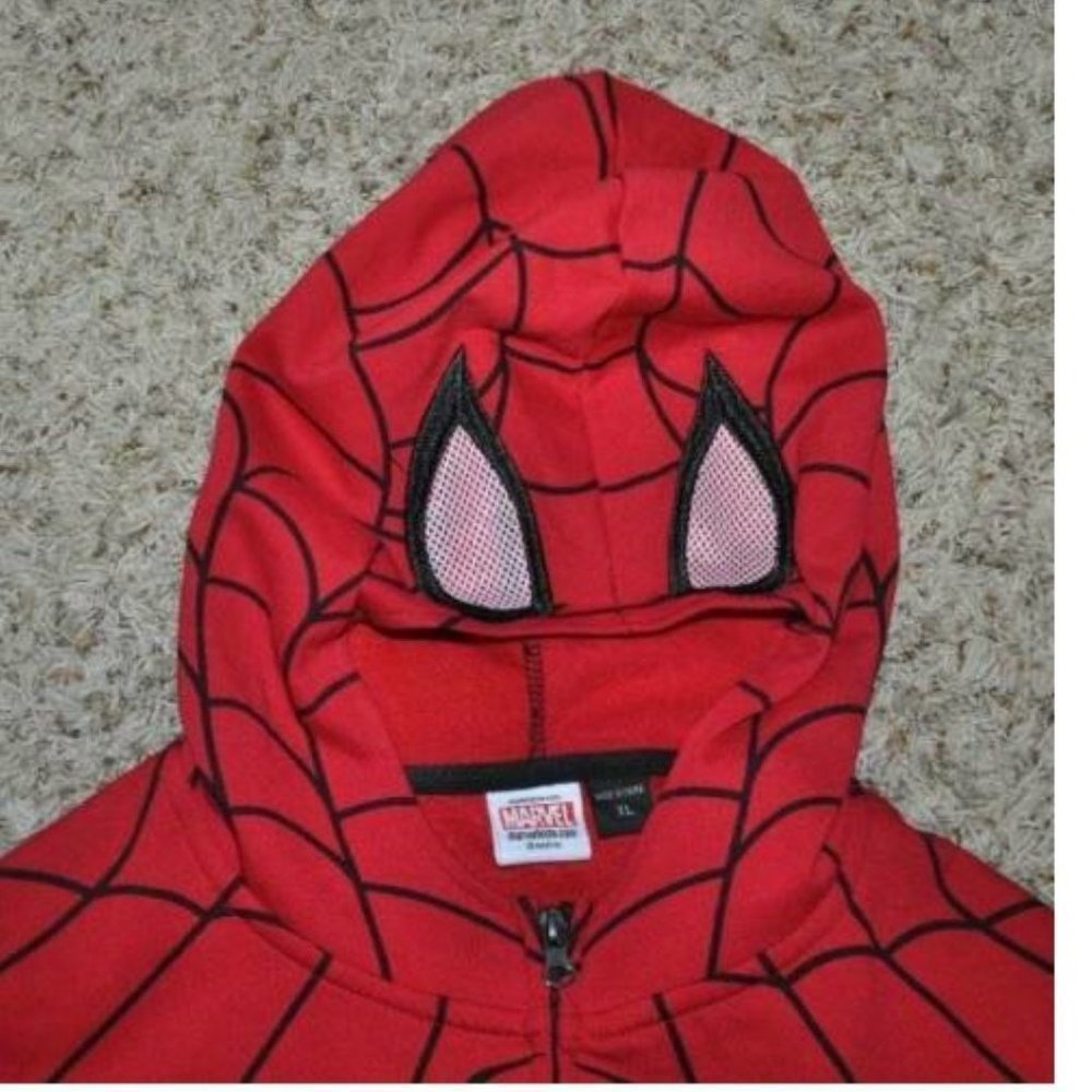 Spiderman Halloween Costume Hoodie Jacket 18/20 Red Long Sleeves Hooded Zip Up - Picture 3 of 5